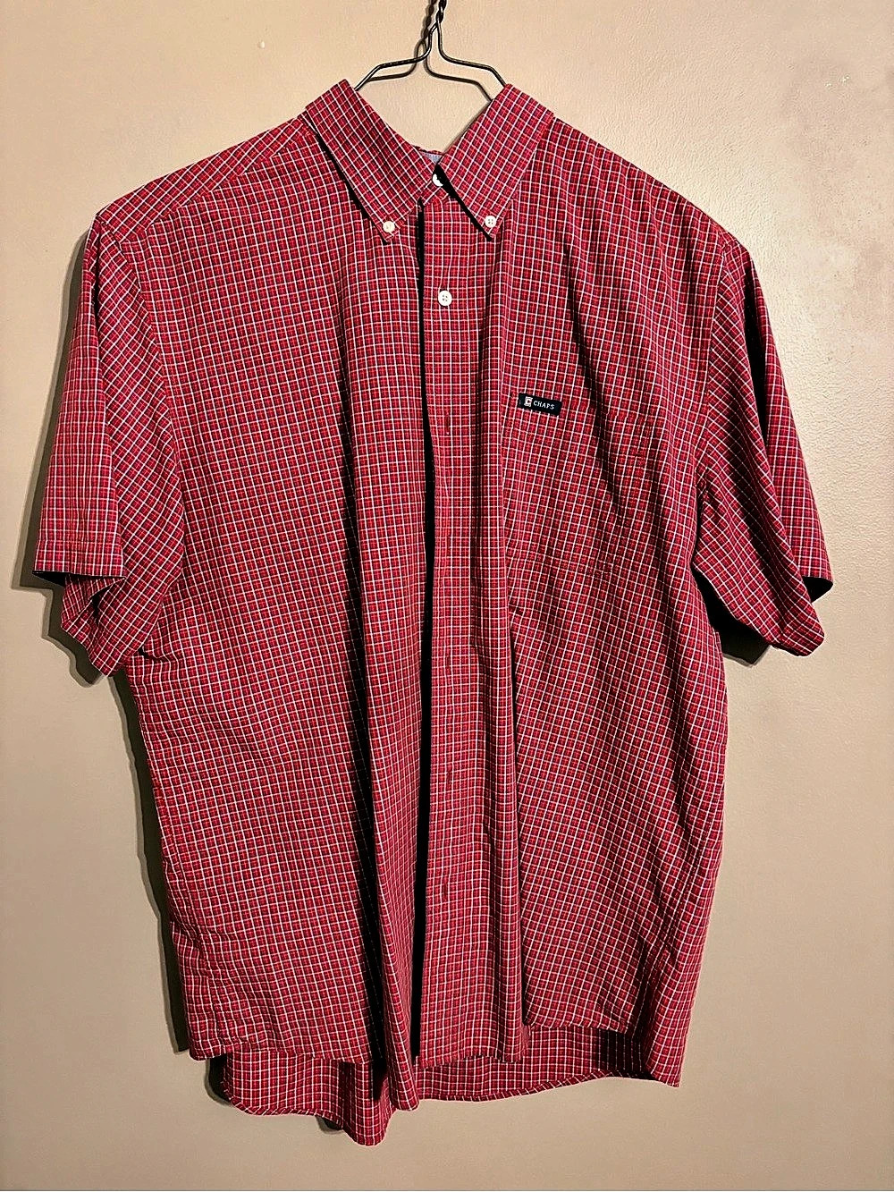 Chaps Plaid Short Sleeve Button Down in Red & Blue Size XL